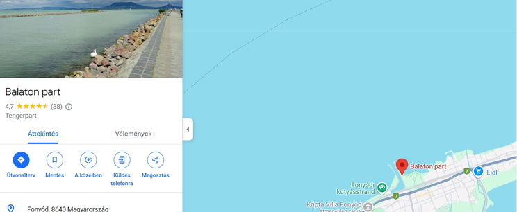 Tengernek hiszi a Balatont a Google, a térképen nagyon furcsa felirat olvasható