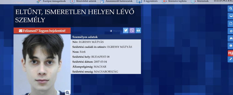 Újra megszólaltak a hatóságok Egressy Mátyás eltűnésének ügyében, ez az információ mindenkit érdekel